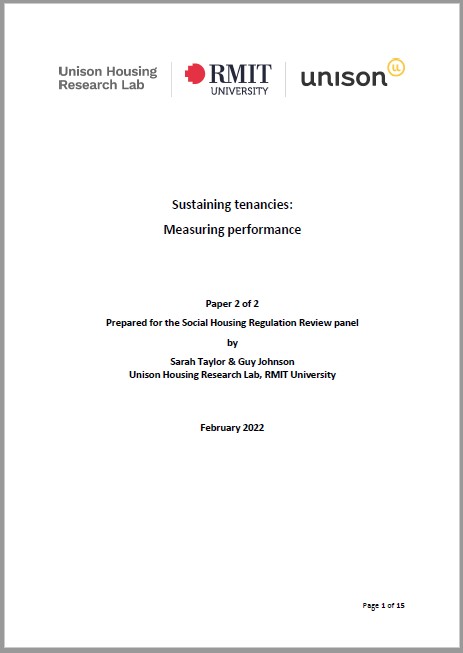 Cover of the second research paper on social housing tenancy sustainment